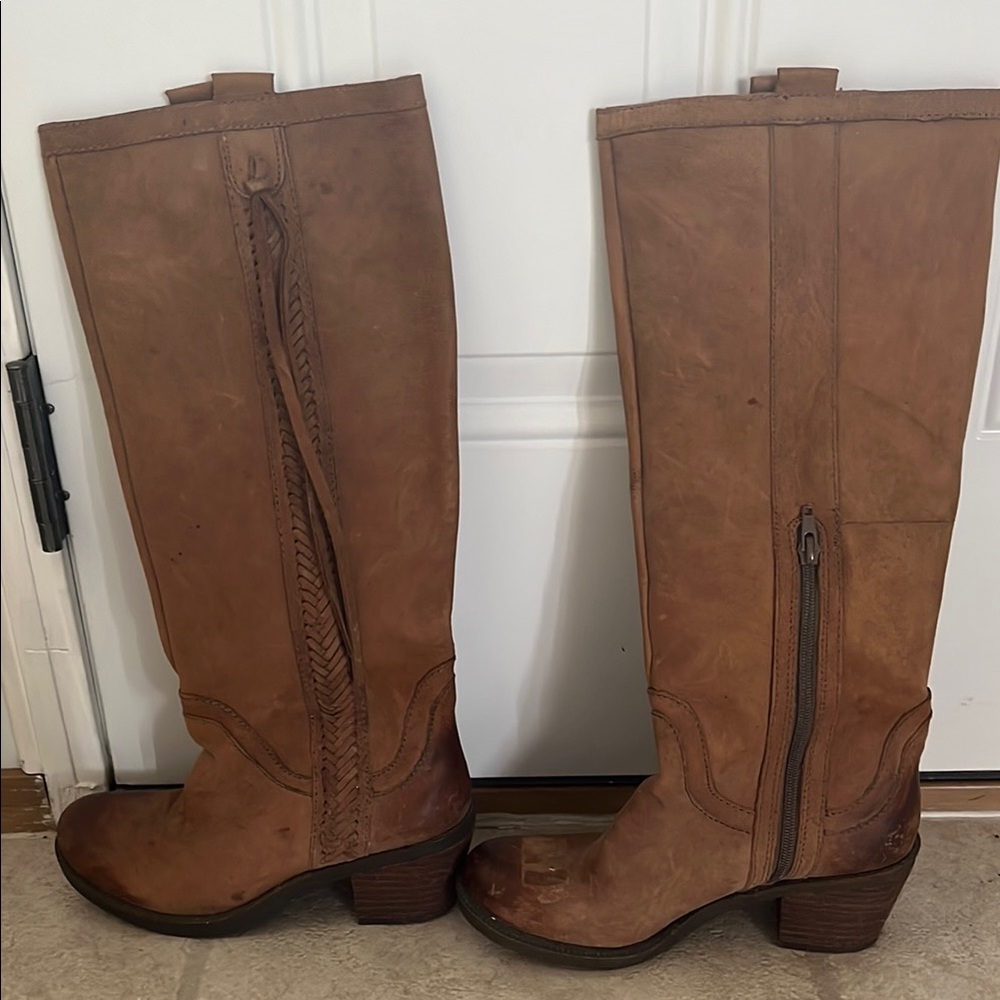 Nine West Brown Heeled Boots with Western Flair